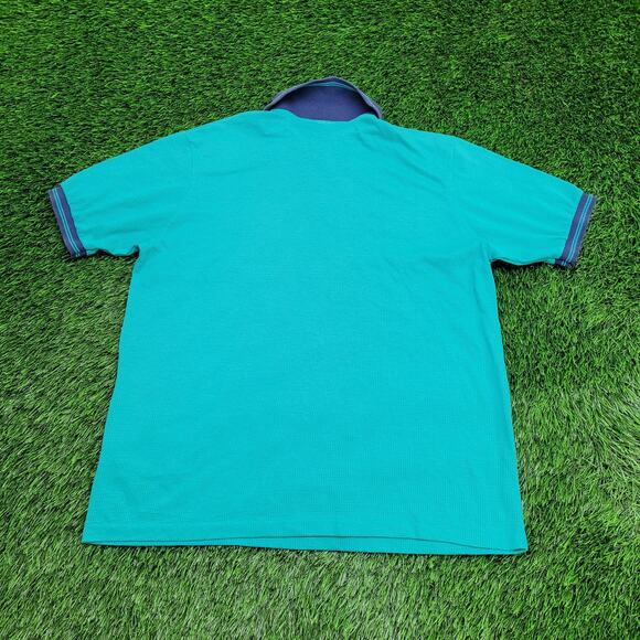 Vintage 90s LL-Bean Preppy Mesh Polo Shirt M/L 22x25 Blue USA - Picture 2 of 10